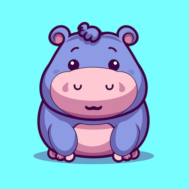 Vector historieta linda del logotipo del personaje de la mascota del hipopótamo