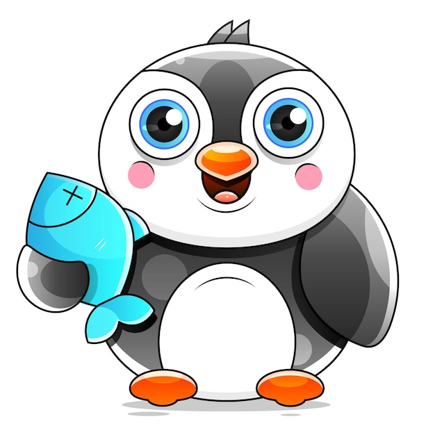 Historieta linda del pingüino que agita la ilustración común en un fondo blanco. Para diseño, decoración, logo.