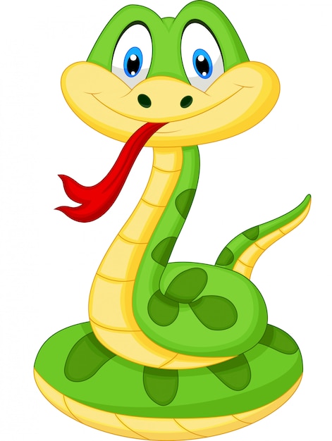 Vector historieta linda serpiente verde