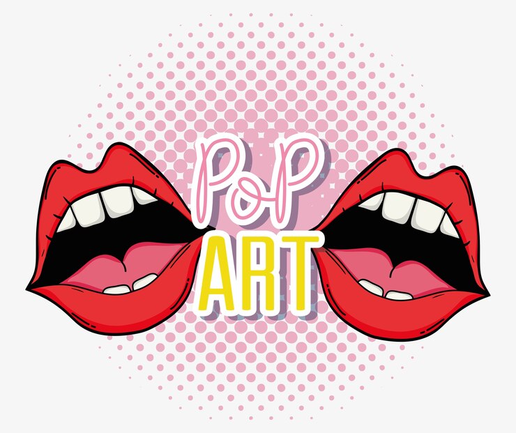 Vector las historietas atractivas de los labios del arte pop vector el diseño gráfico del ejemplo