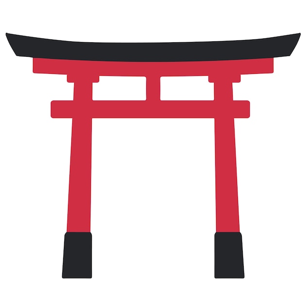 Un hito cultural de la puerta Torii del santuario sintoísta en la ilustración vectorial de Japón.