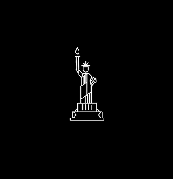 Hito de la estatua de la libertad de Estados Unidos. Ilustración de vector de América patriótica