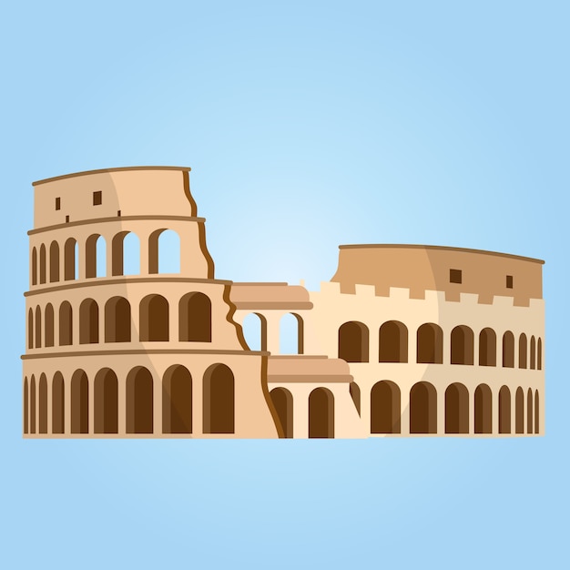 Hito mundial más famoso detallado. coliseo de roma, italia. vector de coliseo.