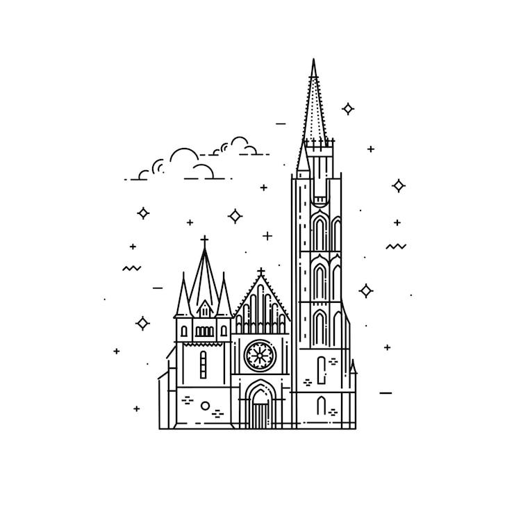 Vector hito de viaje húngaro de edificios históricos icono de línea delgada