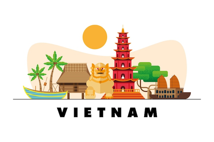 Vector hitos de la cultura de vietnam