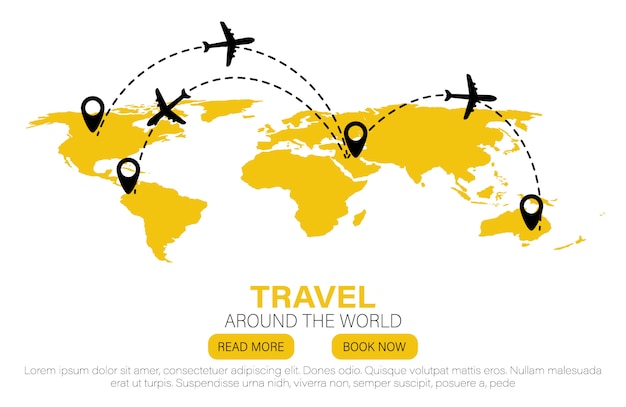 Hitos en el mundo. Viaja al mundo. plano