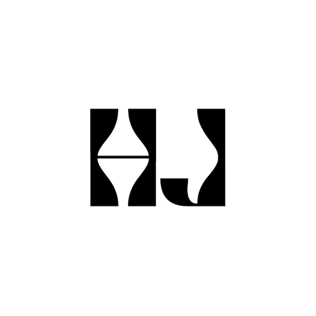 HJ monograma diseño del logotipo letra texto nombre símbolo monocromático logotipo alfabeto carácter logotipo simple
