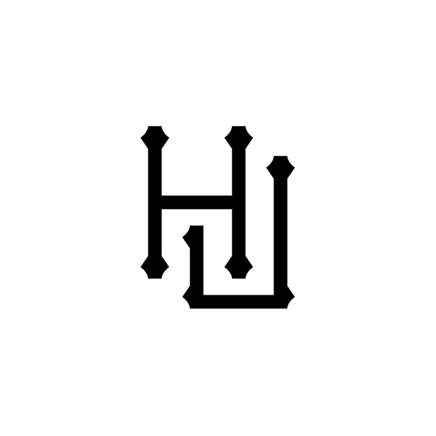 HJ monograma diseño del logotipo letra texto nombre símbolo monocromático logotipo alfabeto carácter logotipo simple