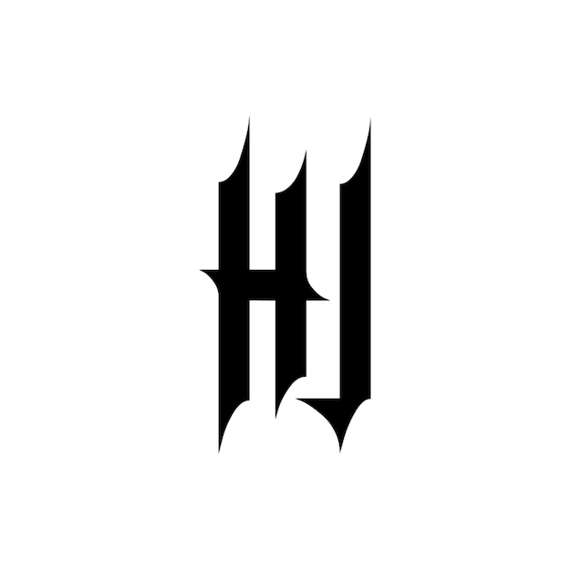 HJ monograma diseño del logotipo letra texto nombre símbolo monocromático logotipo alfabeto carácter logotipo simple