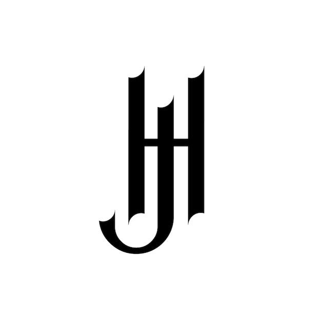 HJ monograma diseño del logotipo letra texto nombre símbolo monocromático logotipo alfabeto carácter logotipo simple
