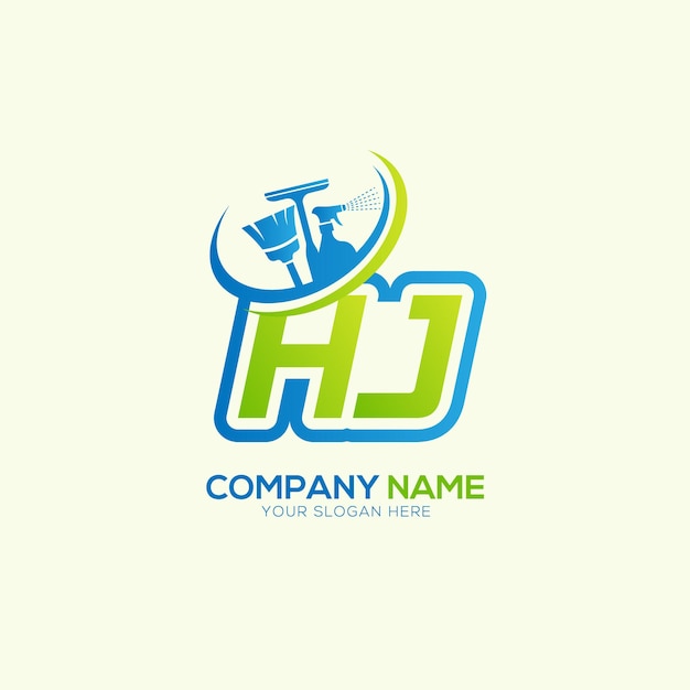 HJ o JH Letra local Logo del vector de limpieza Vector del logotipo del servicio de limpiaje