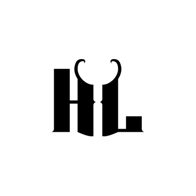 HL monograma diseño del logotipo letra texto nombre símbolo monocromático logotipo alfabeto carácter logotipo simple