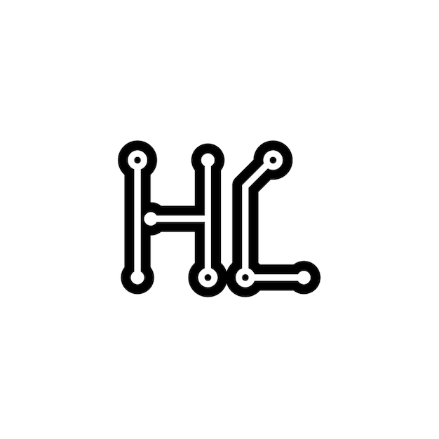 HL monograma diseño del logotipo letra texto nombre símbolo monocromático logotipo alfabeto carácter logotipo simple