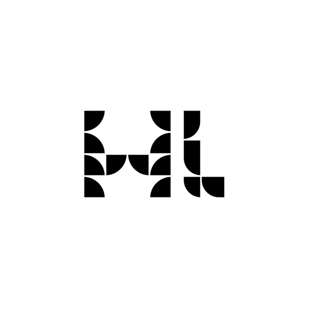 HL monograma diseño del logotipo letra texto nombre símbolo monocromático logotipo alfabeto carácter logotipo simple