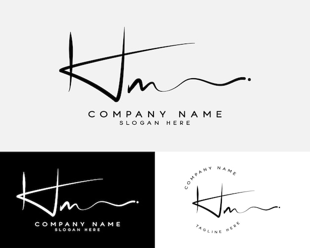hm hm letra inicial manuscrita y logotipo de firma