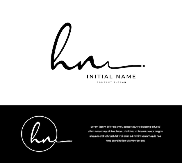 HN HN Letra inicial manuscrita y logotipo de la firma