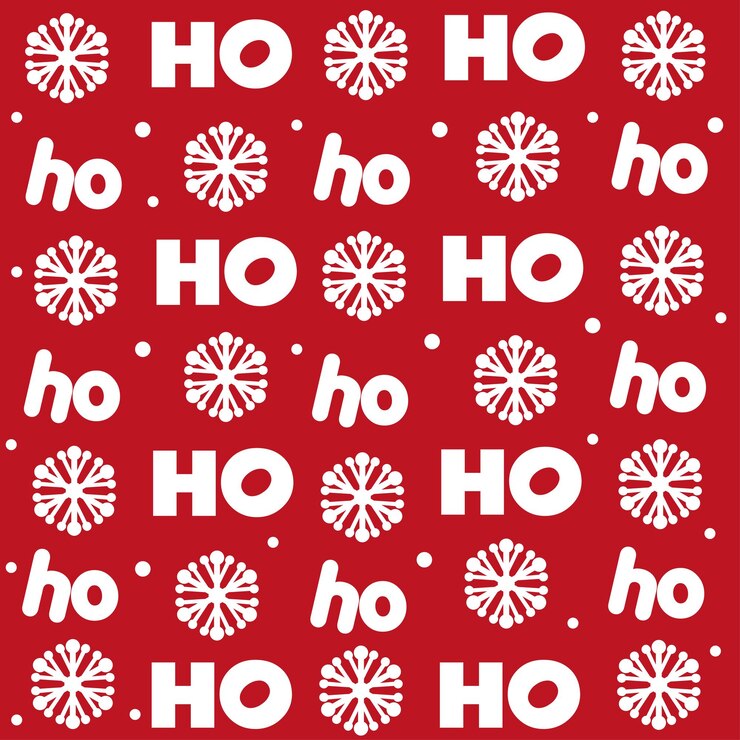 Vector ho ho felicitación de navidad tipografía rojo patrón de fondo de navidad con copos de nieve