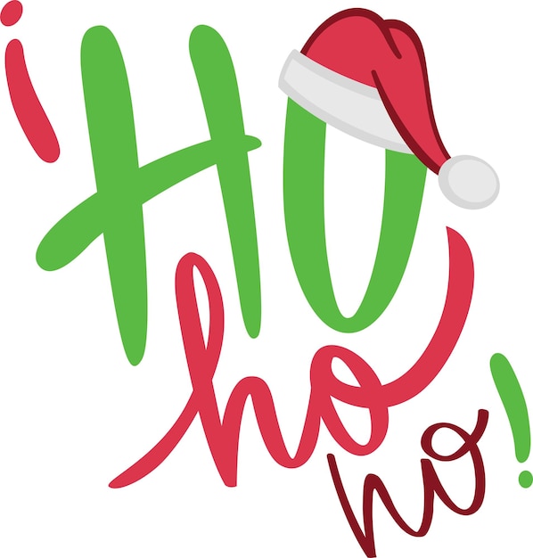 ho ho ho ilustrado a mano con un gorro navideño