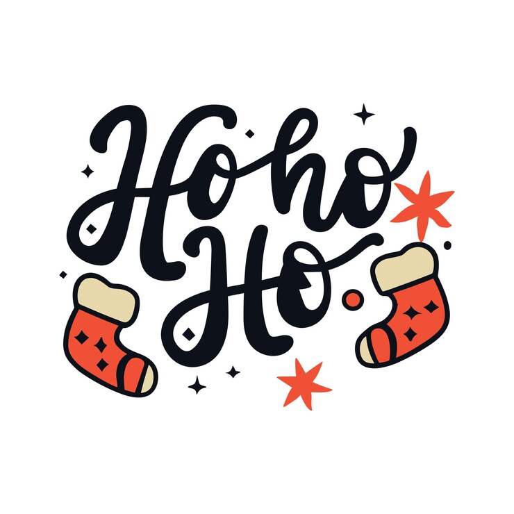 Vector ho ho ho letras de mano tipografía de navidad diseño de camiseta póster