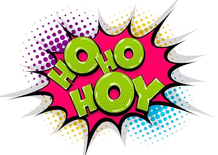 Vector ho ho ho saludo wow texto cómico bocadillo de diálogo color efecto de sonido de estilo pop art