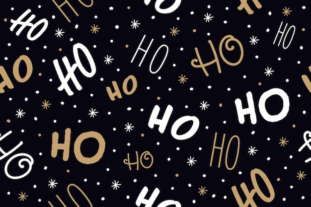 Vector ho ho ho santa claus se ríe patrón de textura sin costuras fondo negro