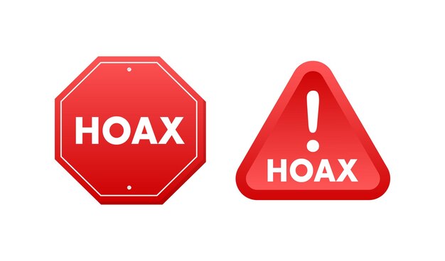 Hoax etiqueta banner icono vector stock ilustración