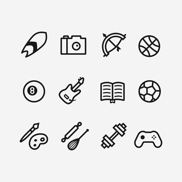 Hobbies creativos Lineart Icon Pack (paquete de íconos de arte lineal)