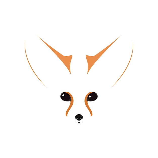 Hocico, ojos y oídos de fennec. ilustración de vector de contorno.