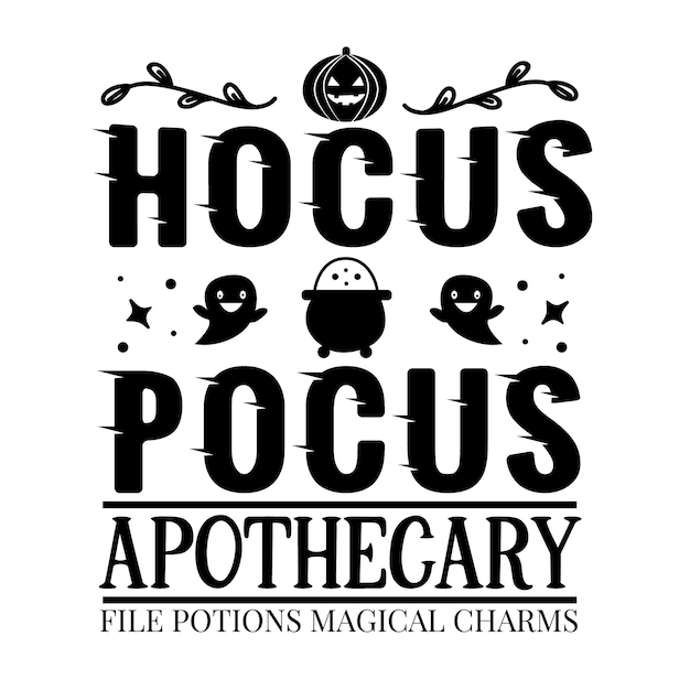 Hocus pocus boticario archivo pociones encantos mágicos elemento de tipografía único diseño vectorial premium