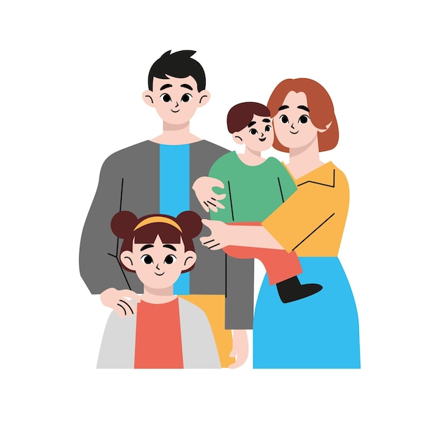 Vector hogar de crianza de hijos con doble ingreso. familia, ilustraciones de diseño vectorial de estilo plano.