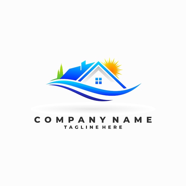 hogar con diseño de logotipo de aire fresco