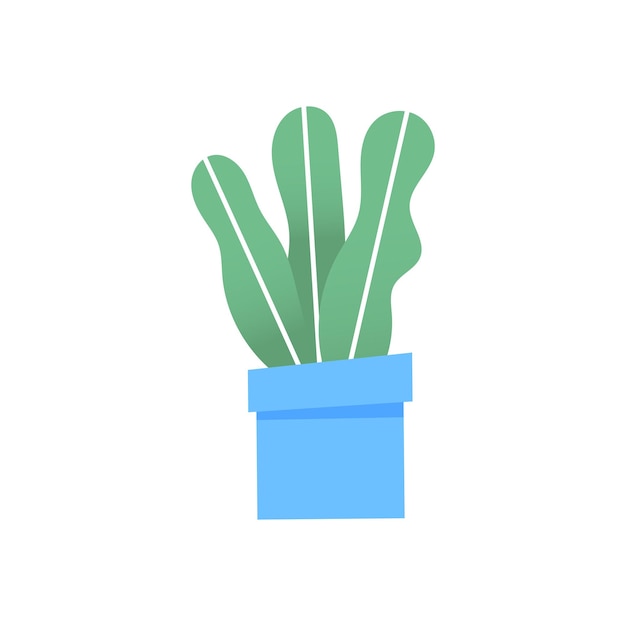 Hogar & Jardín. flor de color botánica, maceta brillante. planta de casa con hojas, cactus suculentos. Elemento aislado sobre fondo blanco. Ilustración vectorial plana