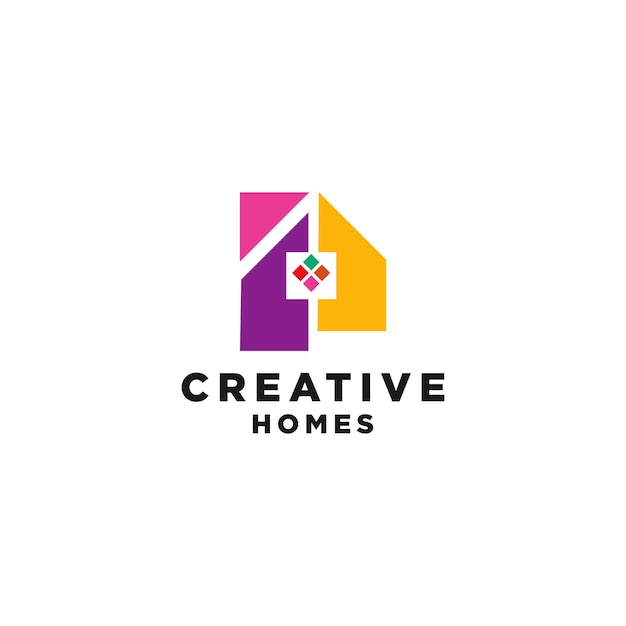 Hogares creativos, logotipo vectorial para bienes raíces y hogar