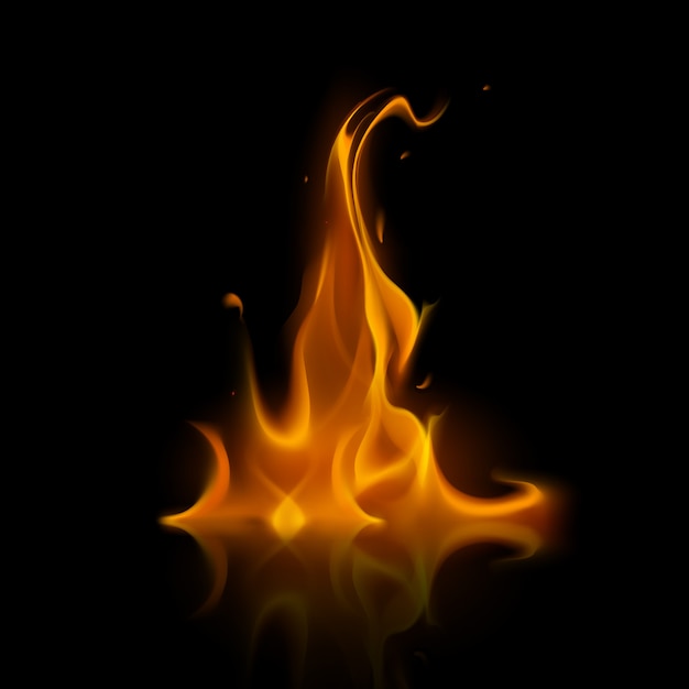 Vector hoguera de llama de fuego amarillo naranja sobre fondo