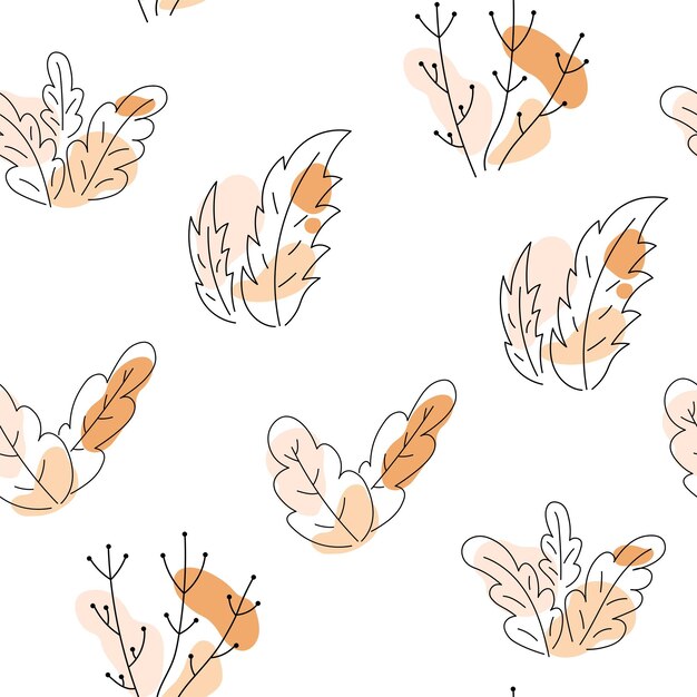 Hoja abstracta dibujada en estilo de línea Ilustración minimalista vectorial