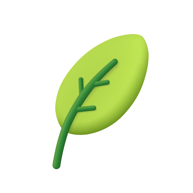 Hoja de árbol y planta Ecología bio y productos naturales concepto 3d vector icono Dibujos animados estilo minimalista