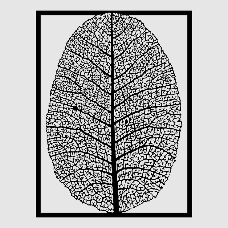 hoja de árbol con textura detallada en el marco para la decoración interior
