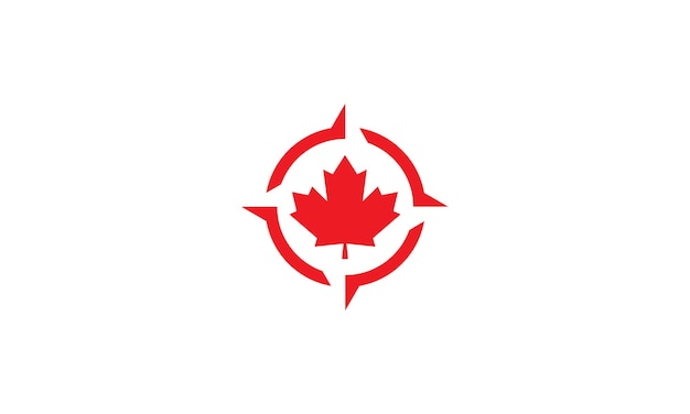 Hoja de arce de Canadá con brújula logo símbolo icono vector gráfico diseño ilustración