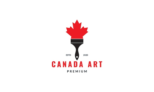 Hoja de arce de canadá con diseño de logotipo de pintura de pincel