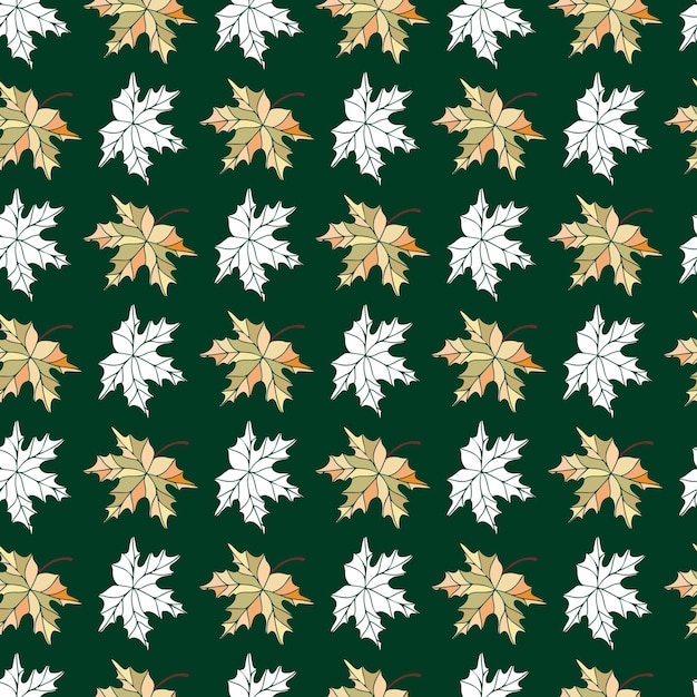 Hoja de arce en el diseño de patrones sin fisuras de color verde