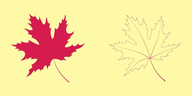 hoja de arce en una ilustración de vector de fondo amarillo