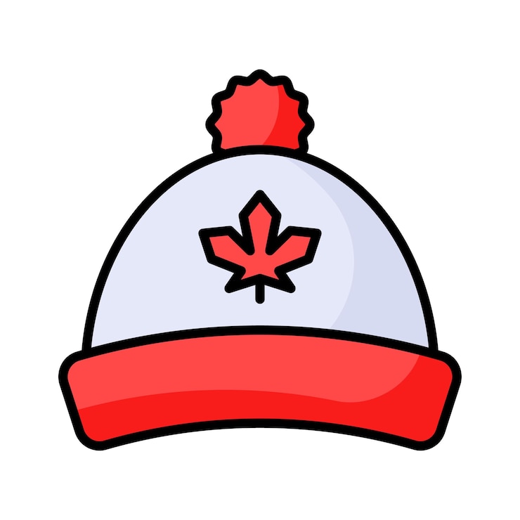 Vector hoja de arce en sombrero que muestra el vector de concepto del sombrero cultural canadiense icono personalizable