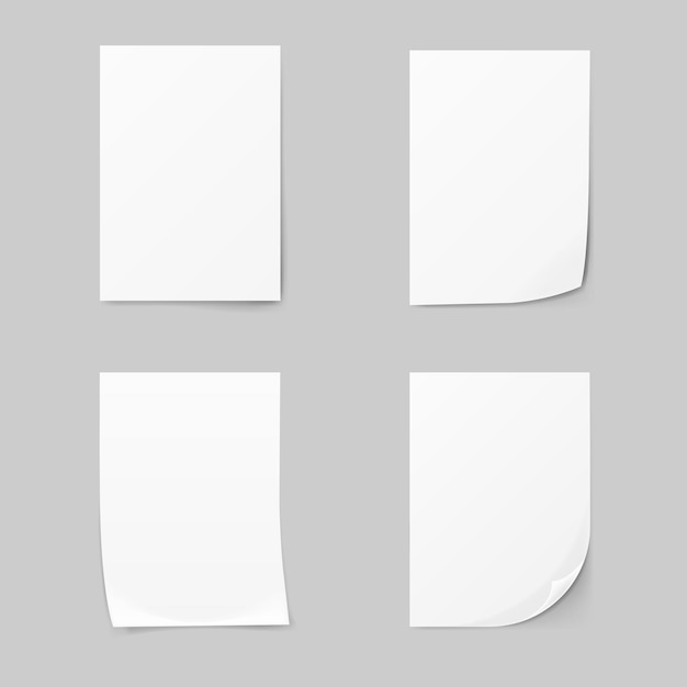 Vector hoja blanca de colección realista de papel juego de papel de formato a4 ilustración de vector 3d aislado en el fondo