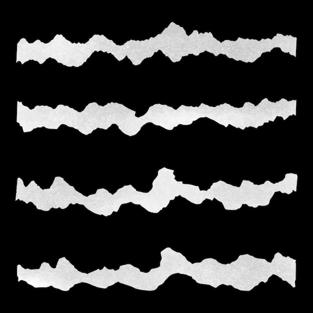 hoja blanca de papel rasgada bordes de papel rasgados aislados en papel negro chatarra con bordes rasgados triturado
