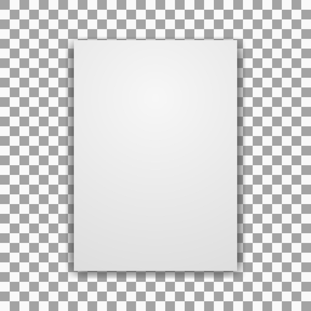 Hoja blanca vectorial de papel plantilla de nota de papel vacío realista de formato A4 con sombras suaves