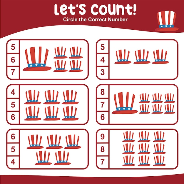 Hoja de cálculo de conteo matemático actividad matemática contar y unir números con imágenes archivo vectorial