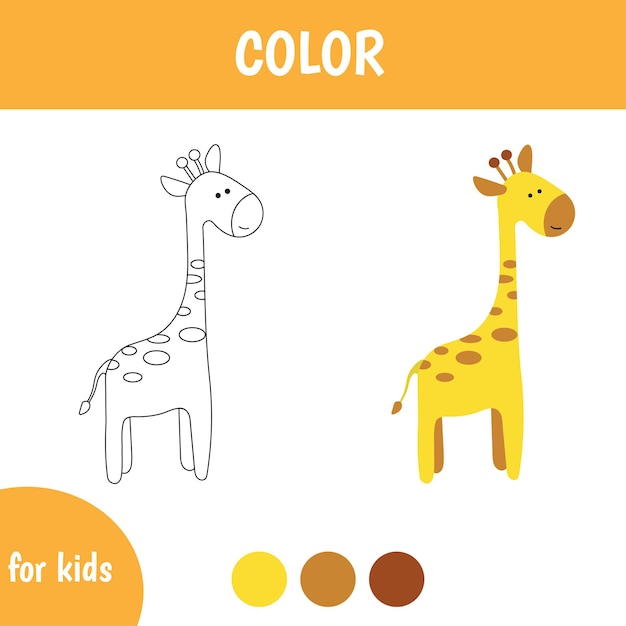 Hoja de color para niños jirafa