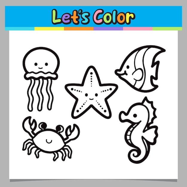 Hoja para colorear animales marinos