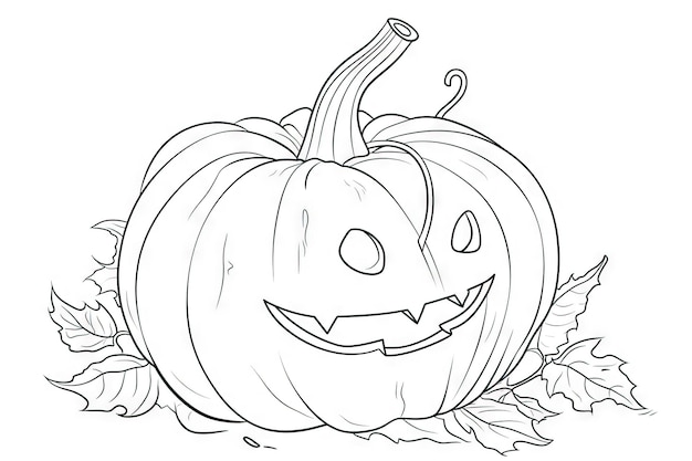 Vector hoja para colorear de halloween jack o calabaza linterna con trazo negro y fondo blanco imagen creada con software de ia