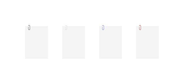 Hoja con conjunto de iconos de clips de papel iconos vectoriales de estilo plano